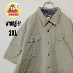 USA古着 wrangler　半袖ボタンシャツ2XL　ベージュ