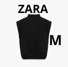 ピ*く様 ZARA 綺麗め　ブラック ハイネック ニット　裾ゴム　ノースリーブ系