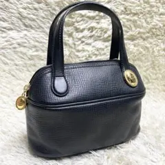 ★美品★クリスチャン ディオール CD ロゴ 金具 本革 ハンドバッグ ブラック