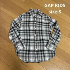 GAP キッズ　チェック 長袖シャツ 【S】120相当グレー系　コットン100%
