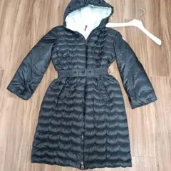 MONCLER フード付き ブラックダウンジャケット水色バイカラー黒