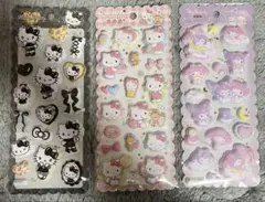 【正規品】マシュマロシール　白黒　ヒョウ柄　キティ　クロミ　マイメロ　3点セット