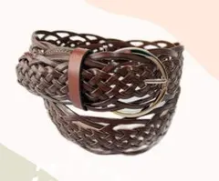BE1085KC110★新作牛革編みベルト★ブラウン★在庫処分