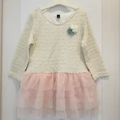 長袖　ニット　チュール　ワンピース　女の子　120センチ
