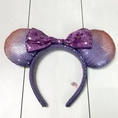 ミニースパンコールカチューシャ　ミニー　パルパルーザ　紫　ピンク　スパンコール