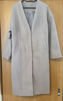 ノーカラーコート ブラウン Lサイズ