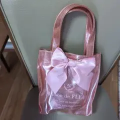 値下げ★Maison de FLEUR ピンクリボントートバッグ