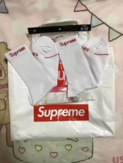 1足分　Supreme Hanes クルーソックス 6-12 ホワイト