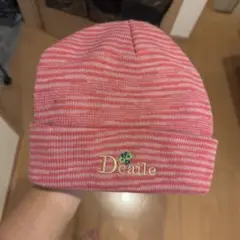 Deaile ニット帽 ビーニー ピンク ボーダー
