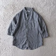 極美品 マーガレットハウエル ブロックチェック リネンシャツ 半袖 S~M
