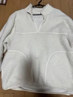 ホワイト フリースジャケット ジップアップ
