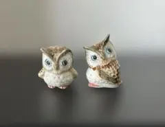 フクロウ　陶器　置物　2点セット