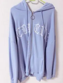 ヴォルカン&アフロダイティ ネコ耳ロゴZIPパーカー Mサイズ 水色