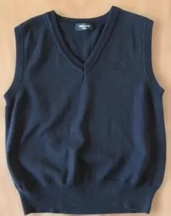 COMME CA ISM 綿混 Vネックベスト 150A 130～140 黒