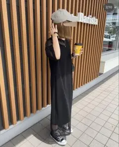 しまむら mir × momo メッシュワンピース サイズ　ブラック