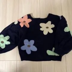 花柄バルーン袖ニットセーター