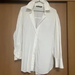 ZARA ホワイト 長袖オーバーシャツ Sサイズ