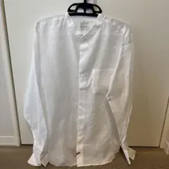 MUJI リネン洗いざらしスタンドカラー長袖シャツ XL 白