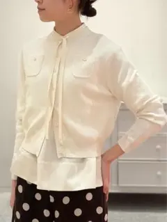 ♡新品タグ付♡ コットンカシミヤ クルーネックカーディガン　ホワイト　訳あり