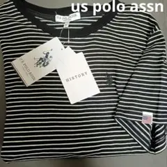 タグ付き未使用品　ユーエスポロアッスン　tシャツカットソー 　黒　ボーダーのサムネイル