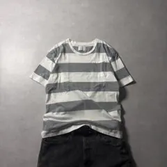 00s archive border vneck tee gray grunge - メルカリ