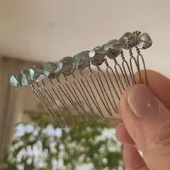 アクアマリン色クリスタルビーズヘアコーム