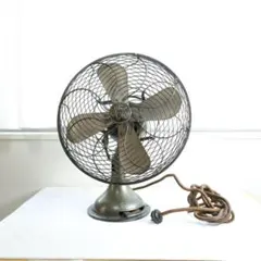 (h) ジャンク　フルメタル扇風機　芝浦製作所 鉄製 ４枚羽　大正・昭和