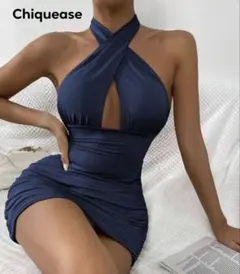 【完売品】シーイン JP-M(XS)ネイビー ブルー ミニワンピース ドレス