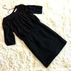 美品【自由区】黒の半袖ミニワンピース 32インチ