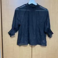 【匿名配送】GRL ラメ シアー ブラウス ブラック