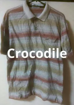 Crocodile ストライプ ポロシャツ 半袖
