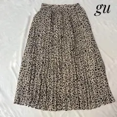 GU　プリーツ　ロング　スカート　レオパード　ヒョウ　総柄　ウエストゴムのサムネイル