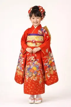 ◎mk-1169　七五三　女の子　着物・襦袢セット　7歳　金通し　　2-6