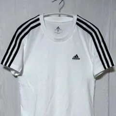 adidas アディダス Tシャツ サイドライン 刺繡ロゴ y2k 白/黒 OT