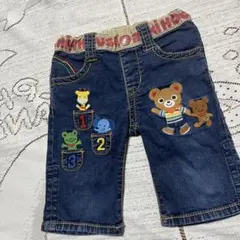美品☆ミキハウス☆動物刺繍 デニムハーフパンツ ☆90