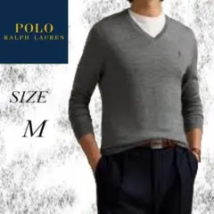 Polo Ralph Lauren グレー Vネック コットンニットセーター M