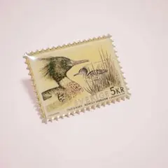 ウミアイサ 切手 ピンバッジ レトロ