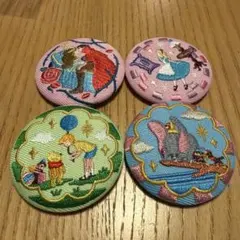 Disney刺繍缶バッジ4点セット