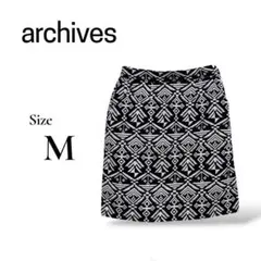 archives アルシーヴ オルテガ柄 タイトミニスカート 幾何学模様 M