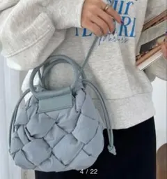 美品【Discoat】ボンディングメッシュミニショルダーバッグ グレー