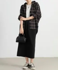 長袖チェック柄オーバーシルエットネルシャツ