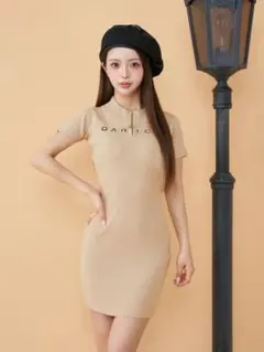 Darich　ハーフジップリブニットミニワンピース