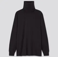 ユニクロ　ソフトタッチタートルネックT　メンズ　XS 黒