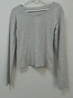 グレー 長袖 Tシャツ クルーネック