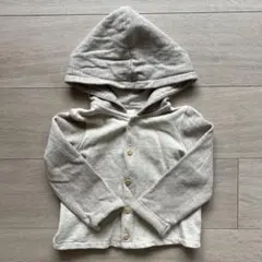 H&M 80 ベビー パーカー オフホワイト 裏起毛 フード付き