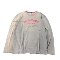 OLD NAVY ロンT ロゴ刺繍　フェード　古着　ブラウン　XL 8B1のサムネイル