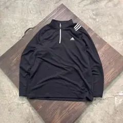 8LA1 adidas ハーフジッブトラックジャケット　黒　古着usedのサムネイル