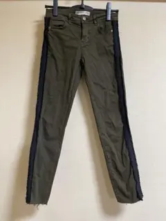 ZARABASIC カーキ、サイドライン入りスキニーパンツ 24インチ