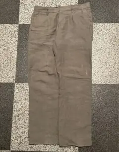 リネン100% ワイドスラックス　ベージュ　ブラウン　00s 麻100%