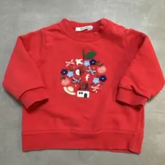 familiar ファミリア　赤　刺繍トレーナー　80